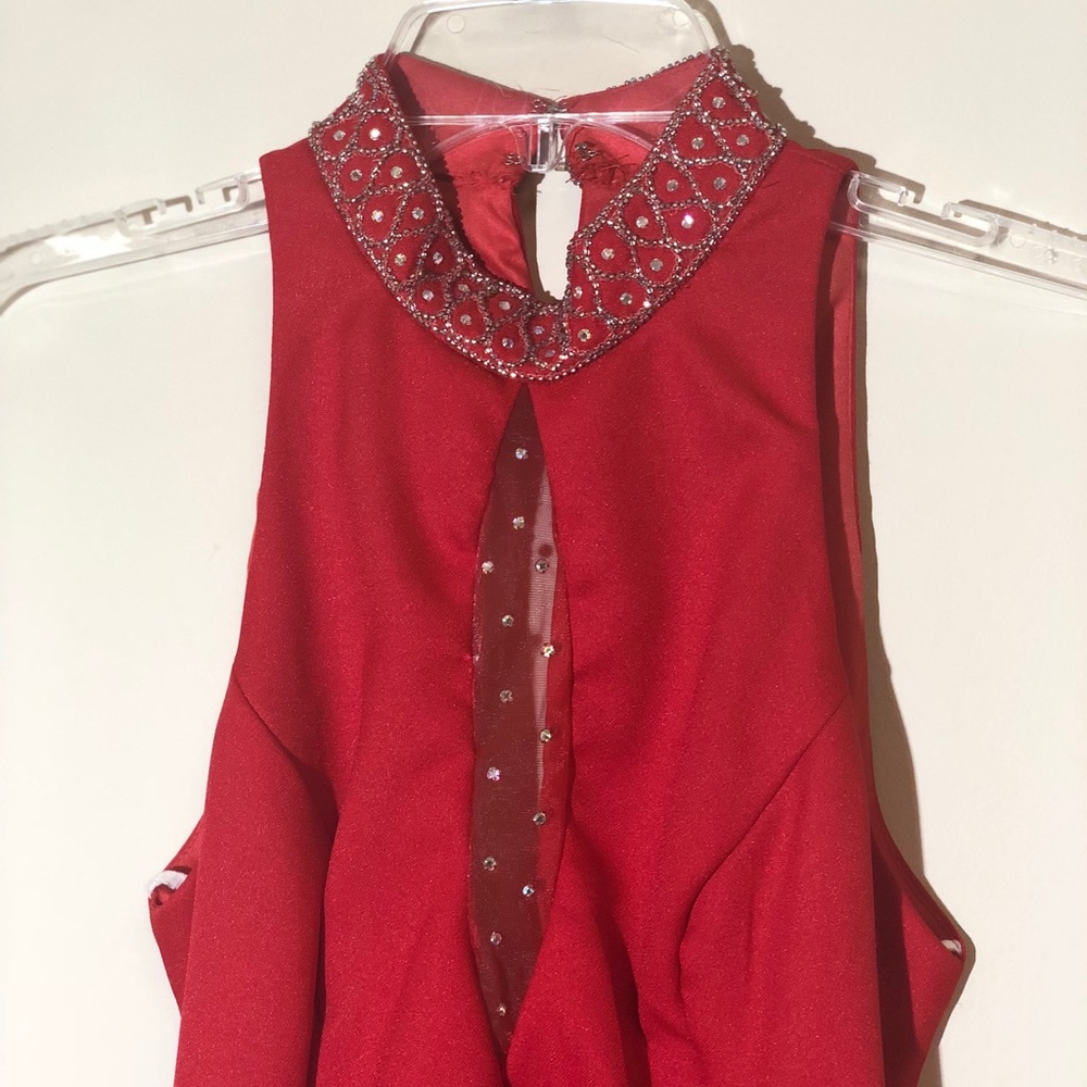 Red Backless Prom Dress - Picture 3 of 4